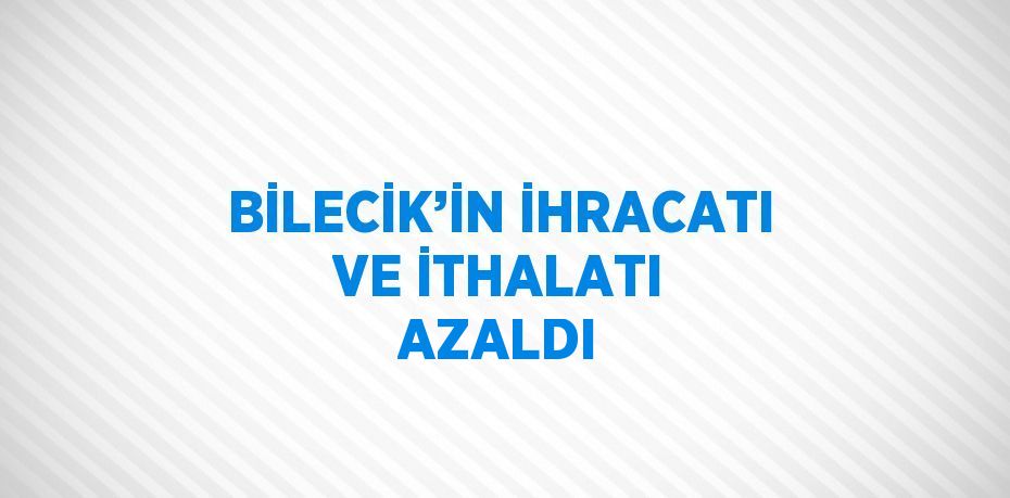BİLECİK’İN İHRACATI VE İTHALATI AZALDI