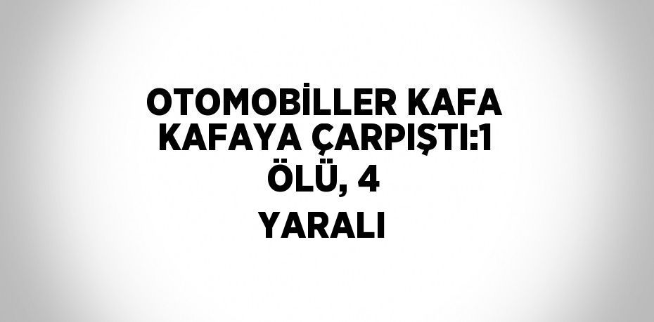 OTOMOBİLLER KAFA KAFAYA ÇARPIŞTI:1 ÖLÜ, 4 YARALI