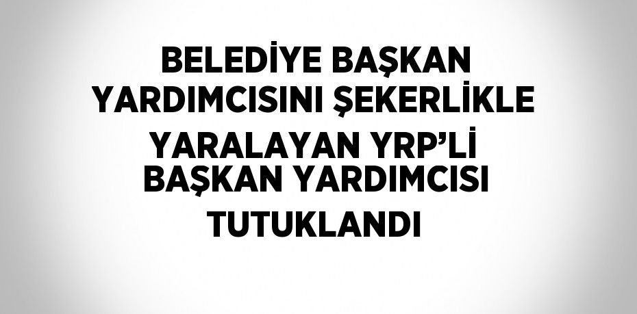 BELEDİYE BAŞKAN YARDIMCISINI ŞEKERLİKLE YARALAYAN YRP’Lİ BAŞKAN YARDIMCISI TUTUKLANDI