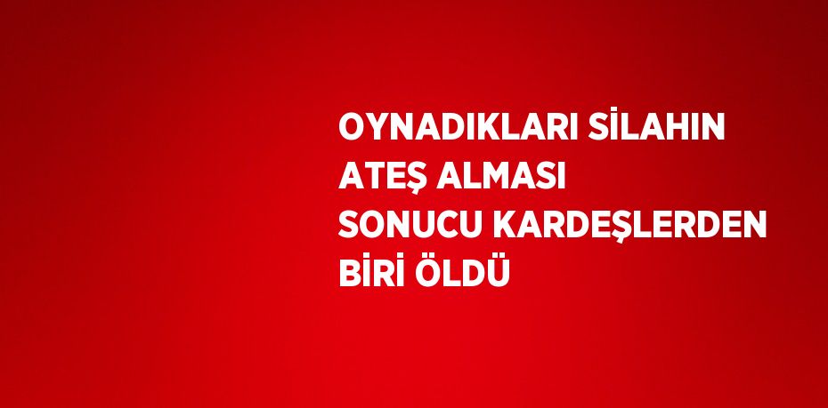 OYNADIKLARI SİLAHIN ATEŞ ALMASI SONUCU KARDEŞLERDEN BİRİ ÖLDÜ
