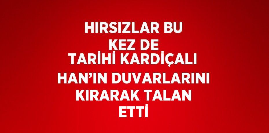 HIRSIZLAR BU KEZ DE TARİHİ KARDİÇALI HAN’IN DUVARLARINI KIRARAK TALAN ETTİ