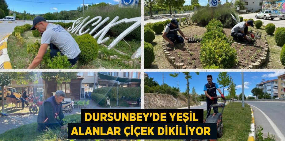 DURSUNBEY’DE YEŞİL ALANLAR ÇİÇEK DİKİLİYOR