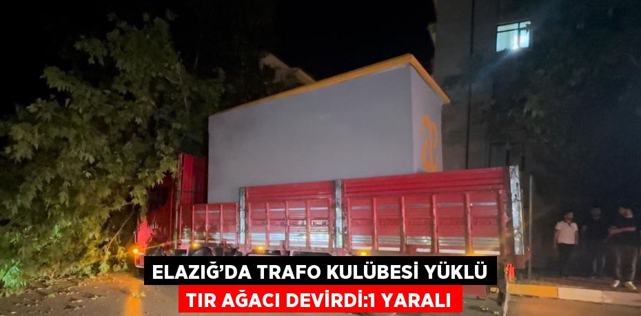 ELAZIĞ’DA TRAFO KULÜBESİ YÜKLÜ TIR AĞACI DEVİRDİ:1 YARALI