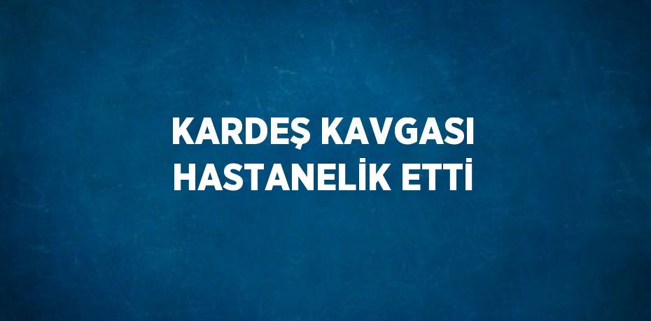 KARDEŞ KAVGASI HASTANELİK ETTİ