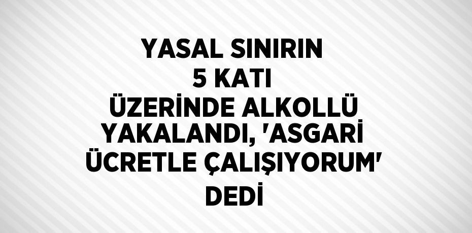 YASAL SINIRIN 5 KATI ÜZERİNDE ALKOLLÜ YAKALANDI, 'ASGARİ ÜCRETLE ÇALIŞIYORUM' DEDİ