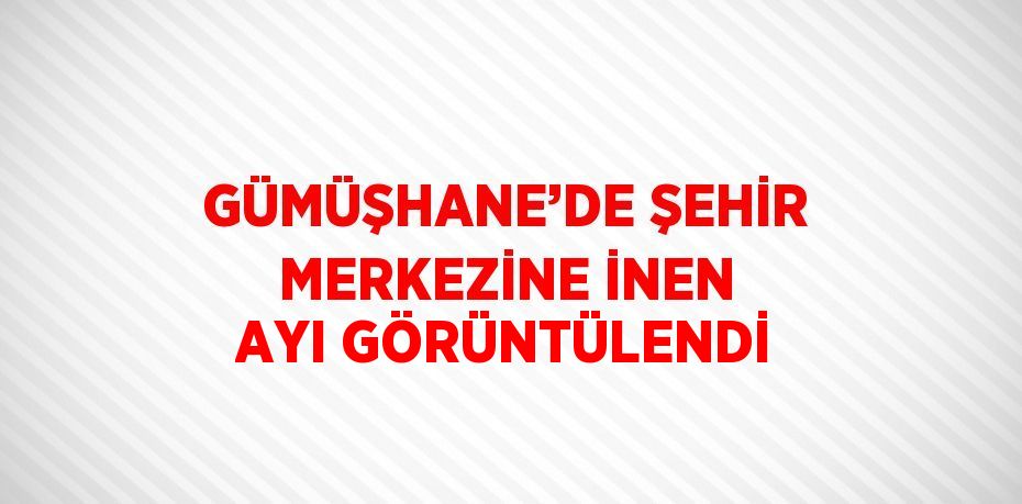 GÜMÜŞHANE’DE ŞEHİR MERKEZİNE İNEN AYI GÖRÜNTÜLENDİ