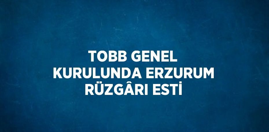 TOBB GENEL KURULUNDA ERZURUM RÜZGÂRI ESTİ