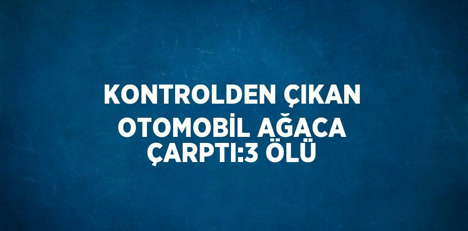 KONTROLDEN ÇIKAN OTOMOBİL AĞACA ÇARPTI:3 ÖLÜ