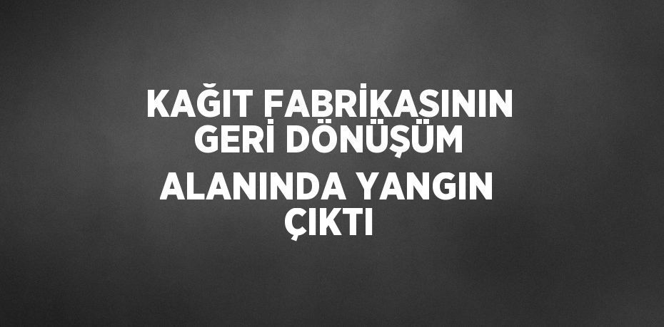 KAĞIT FABRİKASININ GERİ DÖNÜŞÜM ALANINDA YANGIN ÇIKTI