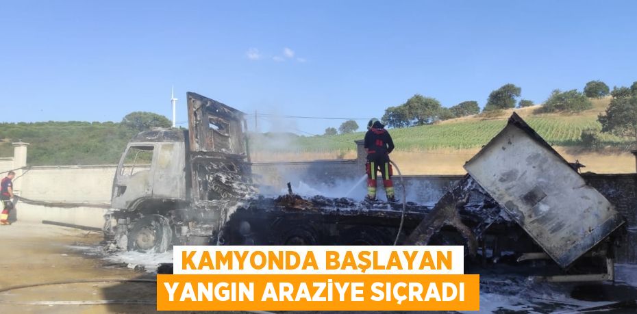 Kamyonda başlayan yangın araziye sıçradı