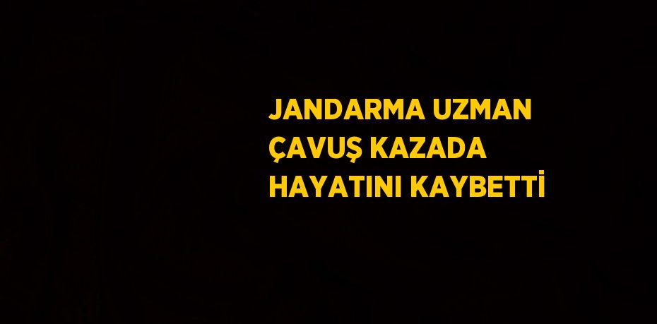 JANDARMA UZMAN ÇAVUŞ KAZADA HAYATINI KAYBETTİ