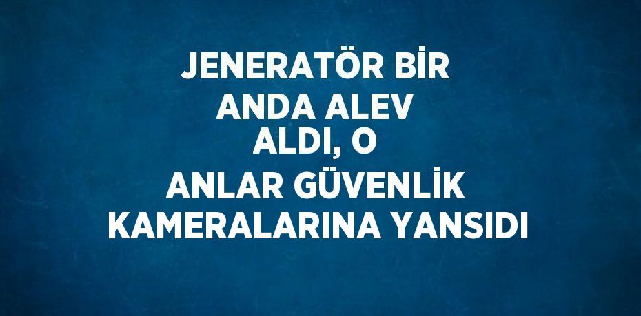 JENERATÖR BİR ANDA ALEV ALDI, O ANLAR GÜVENLİK KAMERALARINA YANSIDI