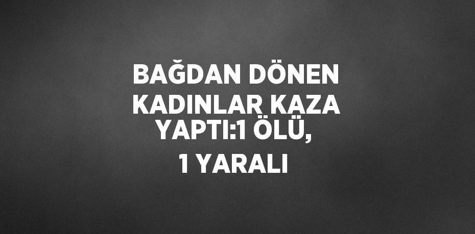BAĞDAN DÖNEN KADINLAR KAZA YAPTI:1 ÖLÜ, 1 YARALI