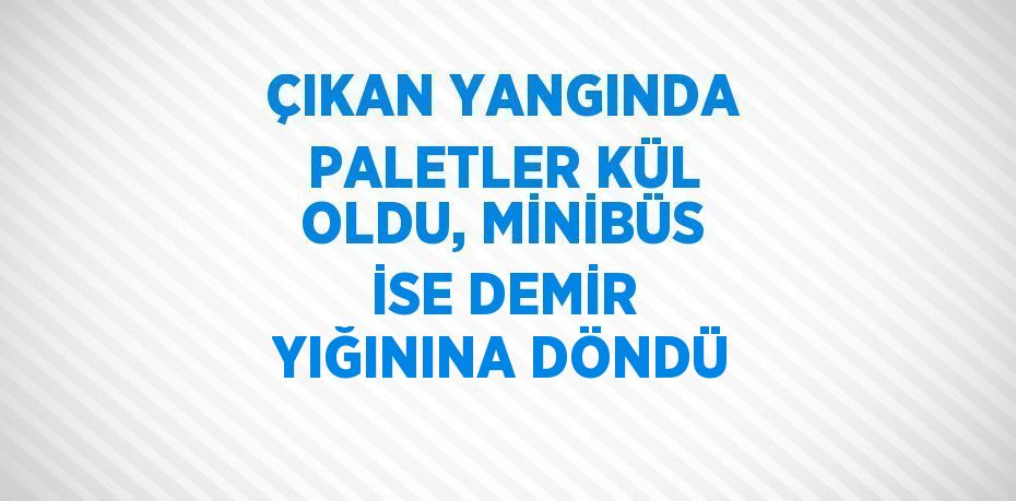 ÇIKAN YANGINDA PALETLER KÜL OLDU, MİNİBÜS İSE DEMİR YIĞININA DÖNDÜ