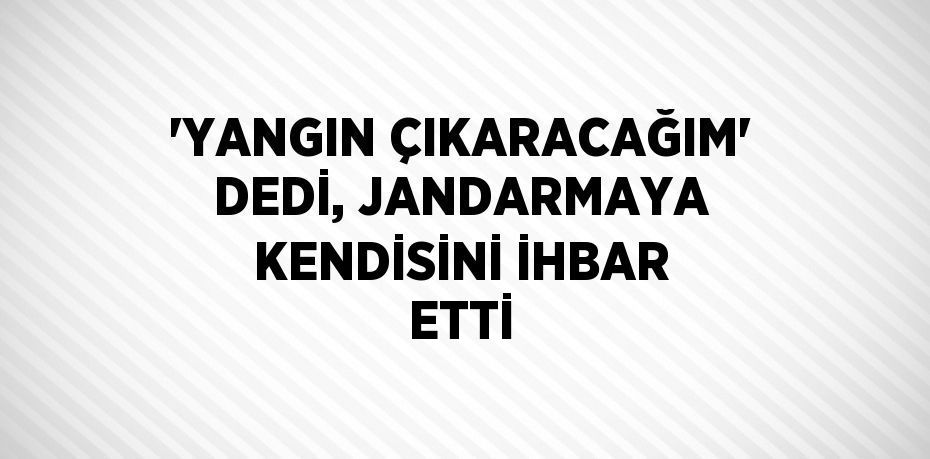 'YANGIN ÇIKARACAĞIM' DEDİ, JANDARMAYA KENDİSİNİ İHBAR ETTİ