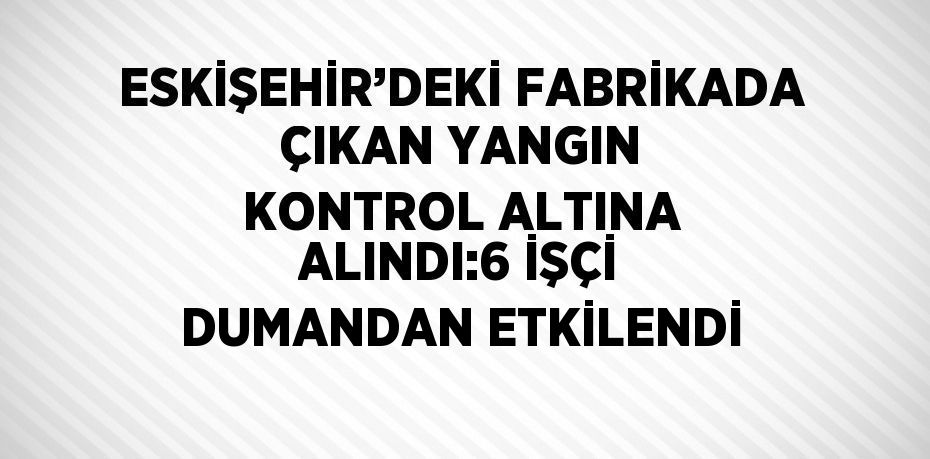 ESKİŞEHİR’DEKİ FABRİKADA ÇIKAN YANGIN KONTROL ALTINA ALINDI:6 İŞÇİ DUMANDAN ETKİLENDİ