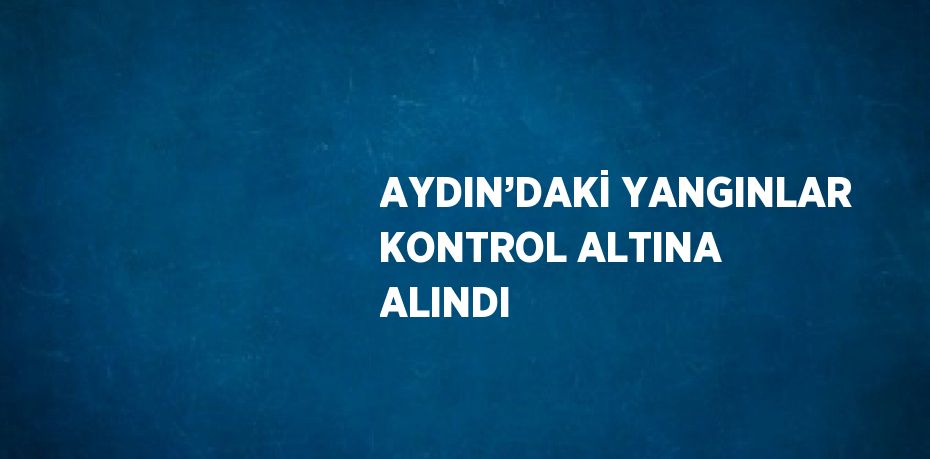 AYDIN’DAKİ YANGINLAR KONTROL ALTINA ALINDI