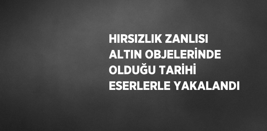 HIRSIZLIK ZANLISI ALTIN OBJELERİNDE OLDUĞU TARİHİ ESERLERLE YAKALANDI