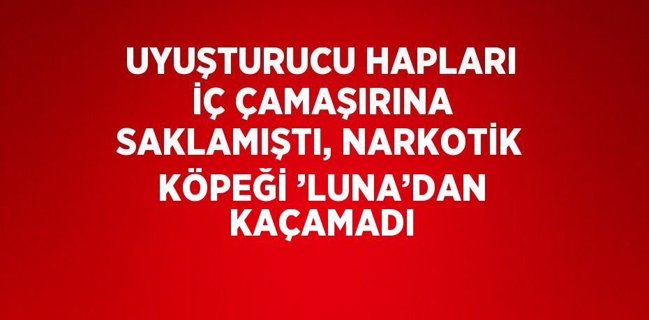 UYUŞTURUCU HAPLARI İÇ ÇAMAŞIRINA SAKLAMIŞTI, NARKOTİK KÖPEĞİ ’LUNA’DAN KAÇAMADI