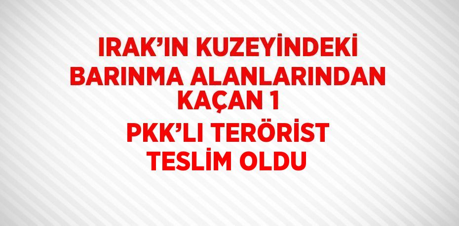 IRAK’IN KUZEYİNDEKİ BARINMA ALANLARINDAN KAÇAN 1 PKK’LI TERÖRİST TESLİM OLDU