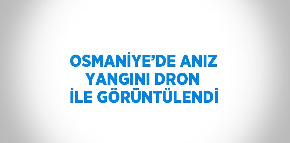 OSMANİYE’DE ANIZ YANGINI DRON İLE GÖRÜNTÜLENDİ