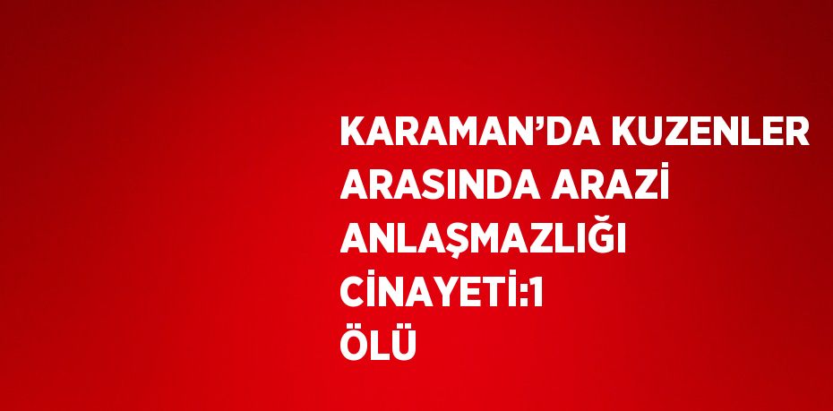 KARAMAN’DA KUZENLER ARASINDA ARAZİ ANLAŞMAZLIĞI CİNAYETİ:1 ÖLÜ