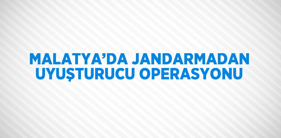 MALATYA’DA JANDARMADAN UYUŞTURUCU OPERASYONU