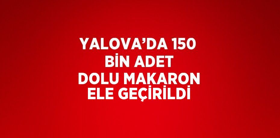 YALOVA’DA 150 BİN ADET DOLU MAKARON ELE GEÇİRİLDİ