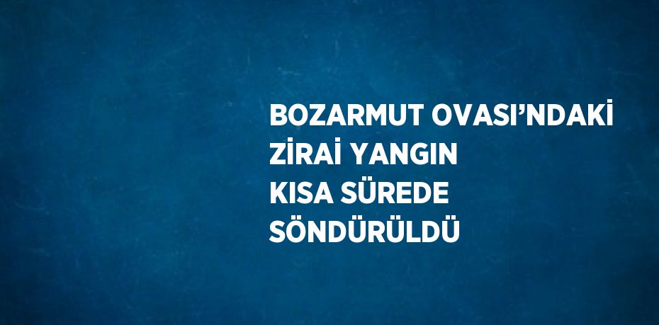 BOZARMUT OVASI’NDAKİ ZİRAİ YANGIN KISA SÜREDE SÖNDÜRÜLDÜ