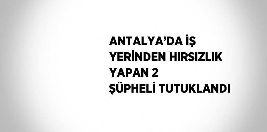 ANTALYA’DA İŞ YERİNDEN HIRSIZLIK YAPAN 2 ŞÜPHELİ TUTUKLANDI