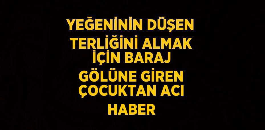 YEĞENİNİN DÜŞEN TERLİĞİNİ ALMAK İÇİN BARAJ GÖLÜNE GİREN ÇOCUKTAN ACI HABER
