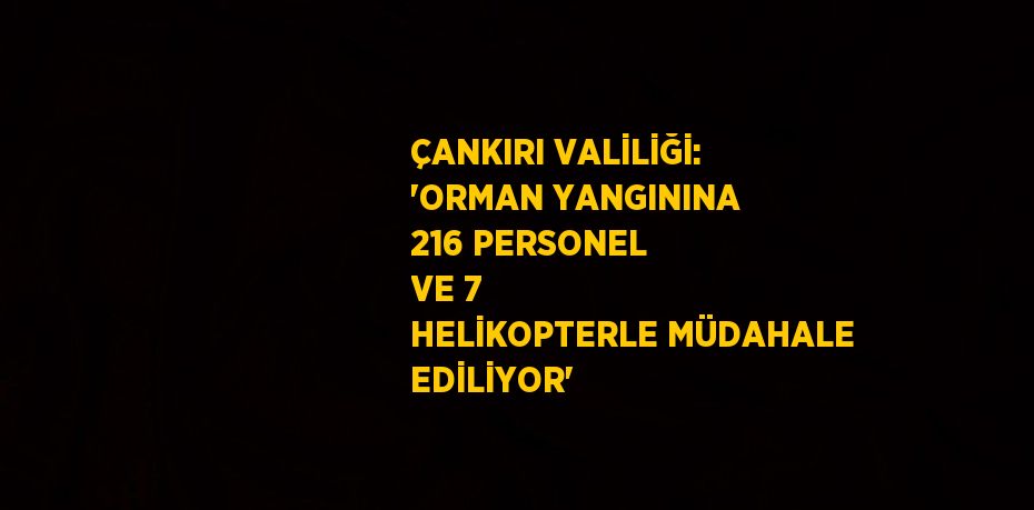 ÇANKIRI VALİLİĞİ: 'ORMAN YANGININA 216 PERSONEL VE 7 HELİKOPTERLE MÜDAHALE EDİLİYOR'