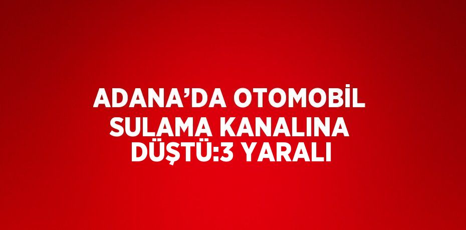 ADANA’DA OTOMOBİL SULAMA KANALINA DÜŞTÜ:3 YARALI