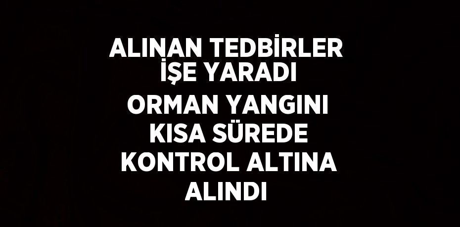 ALINAN TEDBİRLER İŞE YARADI ORMAN YANGINI KISA SÜREDE KONTROL ALTINA ALINDI