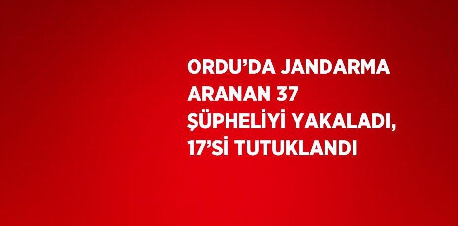 ORDU’DA JANDARMA ARANAN 37 ŞÜPHELİYİ YAKALADI, 17’Sİ TUTUKLANDI