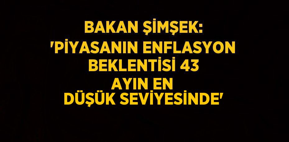 BAKAN ŞİMŞEK: 'PİYASANIN ENFLASYON BEKLENTİSİ 43 AYIN EN DÜŞÜK SEVİYESİNDE'