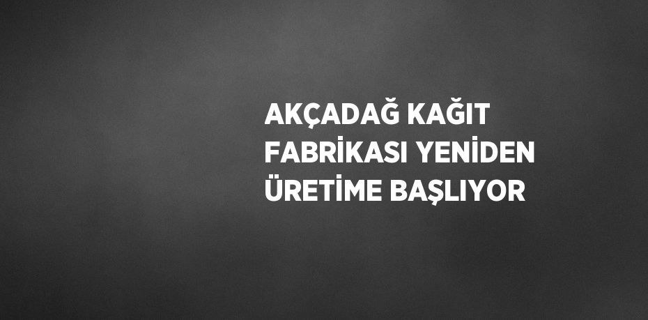 AKÇADAĞ KAĞIT FABRİKASI YENİDEN ÜRETİME BAŞLIYOR