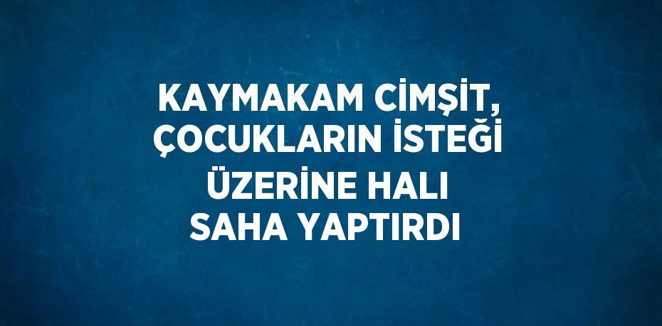 KAYMAKAM CİMŞİT, ÇOCUKLARIN İSTEĞİ ÜZERİNE HALI SAHA YAPTIRDI