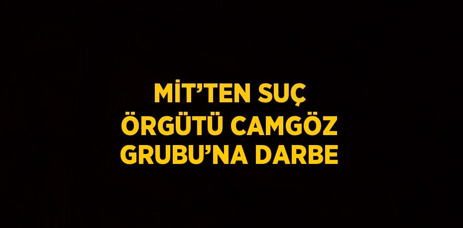 MİT’TEN SUÇ ÖRGÜTÜ CAMGÖZ GRUBU’NA DARBE