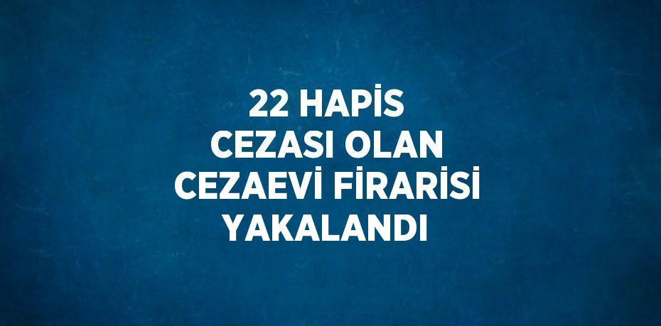 22 HAPİS CEZASI OLAN CEZAEVİ FİRARİSİ YAKALANDI