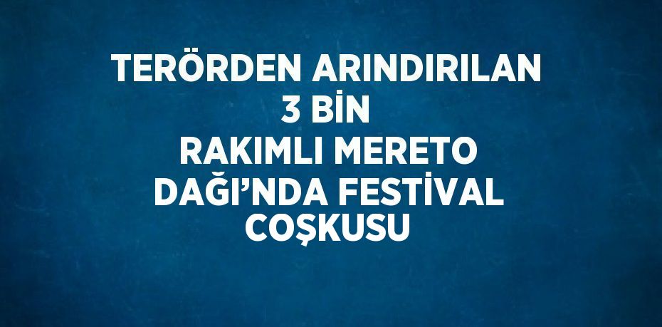 TERÖRDEN ARINDIRILAN 3 BİN RAKIMLI MERETO DAĞI’NDA FESTİVAL COŞKUSU