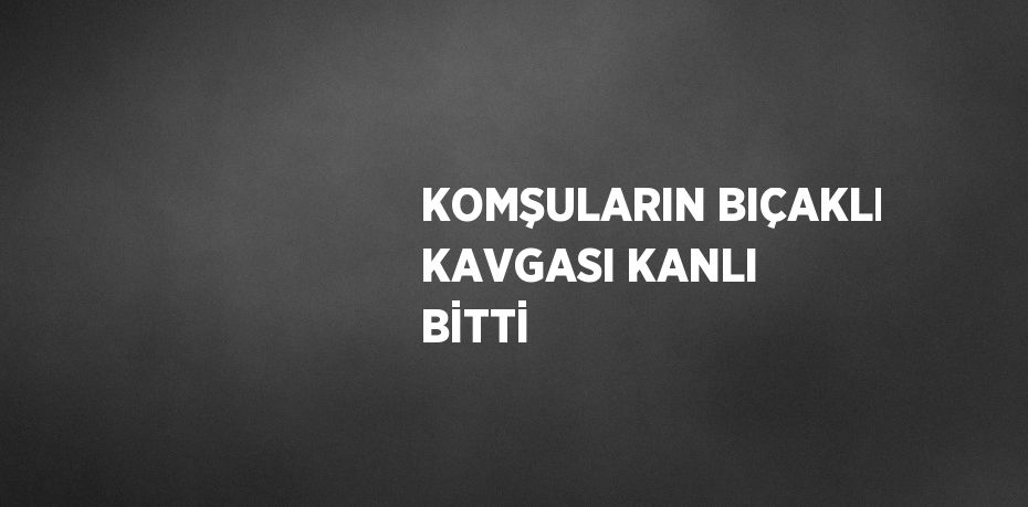 KOMŞULARIN BIÇAKLI KAVGASI KANLI BİTTİ