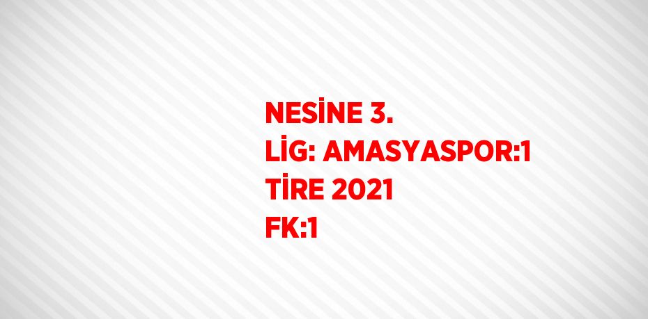 NESİNE 3. LİG: AMASYASPOR:1 TİRE 2021 FK:1