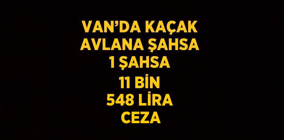 VAN’DA KAÇAK AVLANA ŞAHSA 1 ŞAHSA 11 BİN 548 LİRA CEZA