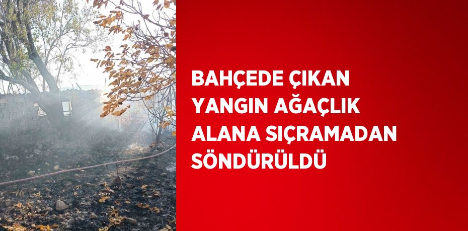 BAHÇEDE ÇIKAN YANGIN AĞAÇLIK ALANA SIÇRAMADAN SÖNDÜRÜLDÜ