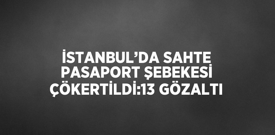 İSTANBUL’DA SAHTE PASAPORT ŞEBEKESİ ÇÖKERTİLDİ:13 GÖZALTI