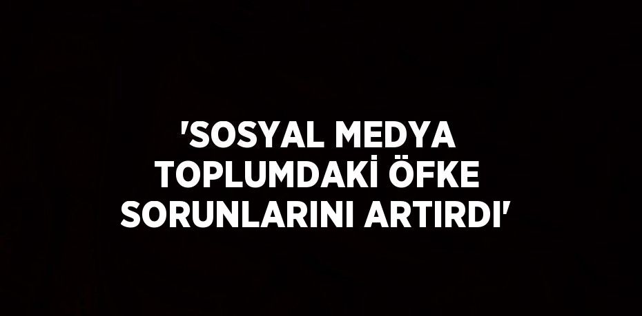 'SOSYAL MEDYA TOPLUMDAKİ ÖFKE SORUNLARINI ARTIRDI'