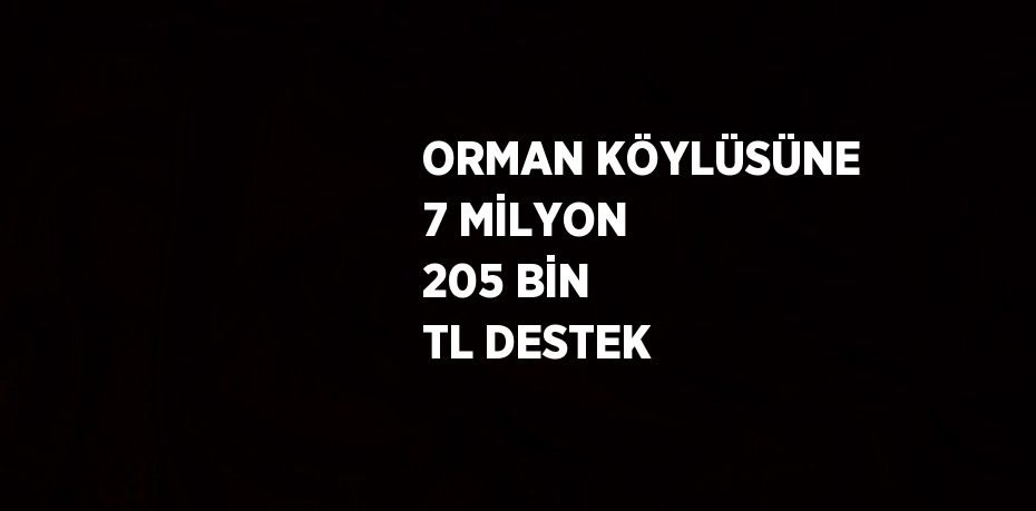 ORMAN KÖYLÜSÜNE 7 MİLYON 205 BİN TL DESTEK