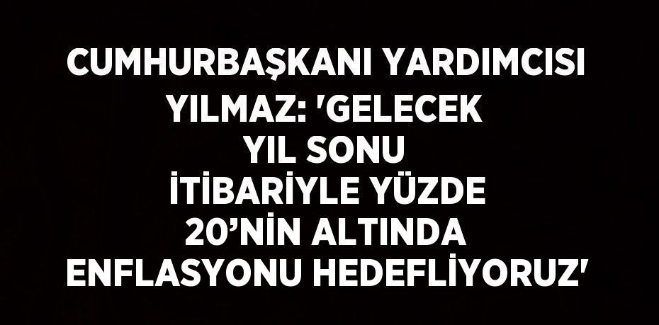 CUMHURBAŞKANI YARDIMCISI YILMAZ: 'GELECEK YIL SONU İTİBARİYLE YÜZDE 20’NİN ALTINDA ENFLASYONU HEDEFLİYORUZ'