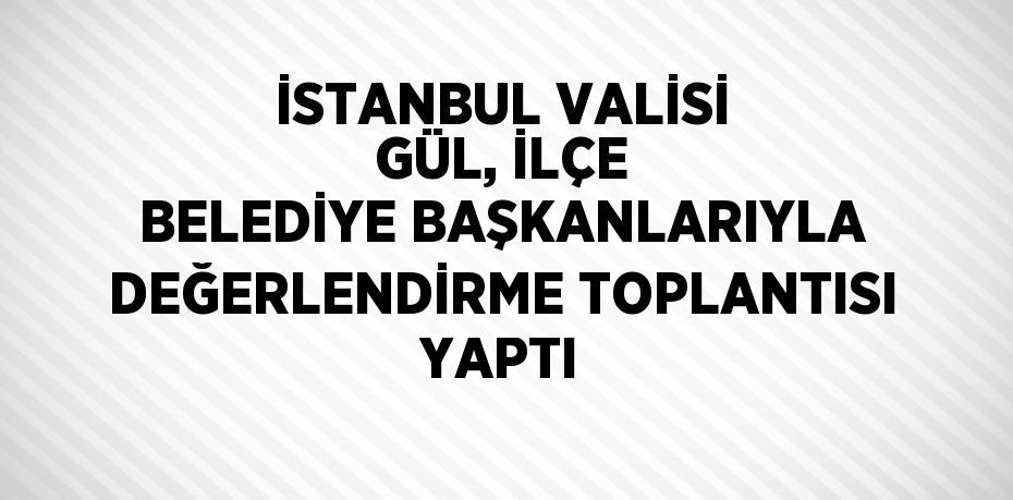 İSTANBUL VALİSİ GÜL, İLÇE BELEDİYE BAŞKANLARIYLA DEĞERLENDİRME TOPLANTISI YAPTI